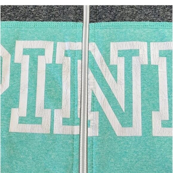 PINK Ultimate Activewear Jacket Sz S Womens Reflective Half Zip Pocket Teal Gray - Picture 11 of 13